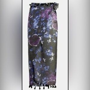 Peter Som Elegant Watercolor Print Cover-Up Sarong | Meteorite